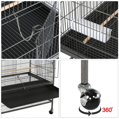 52 in Rolling Bird Cage with Storage Shelf