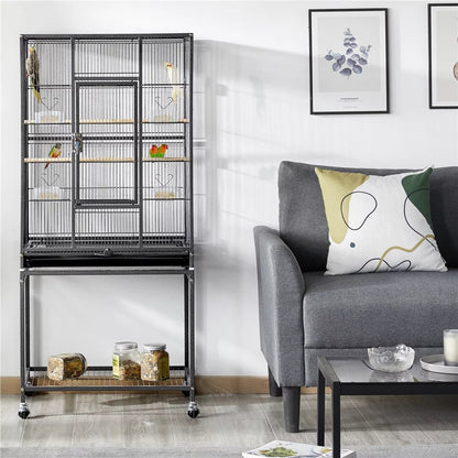 53.7 in Rolling Bird Cage with Stand
