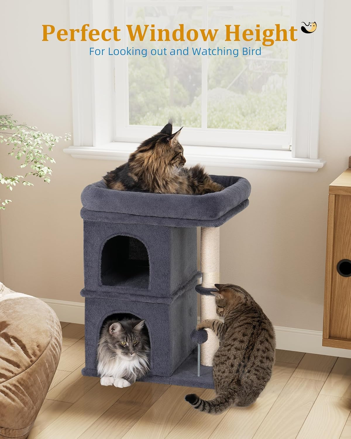 24 in Cat Tower with Perch, Condos and Scratching Post