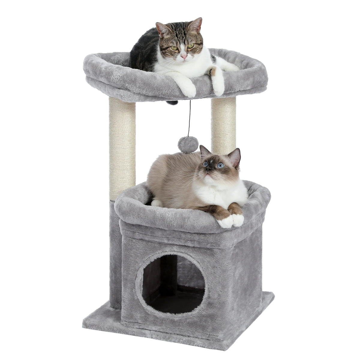 27 in Multi-Level Cat Tree Condo with Perches, Gray