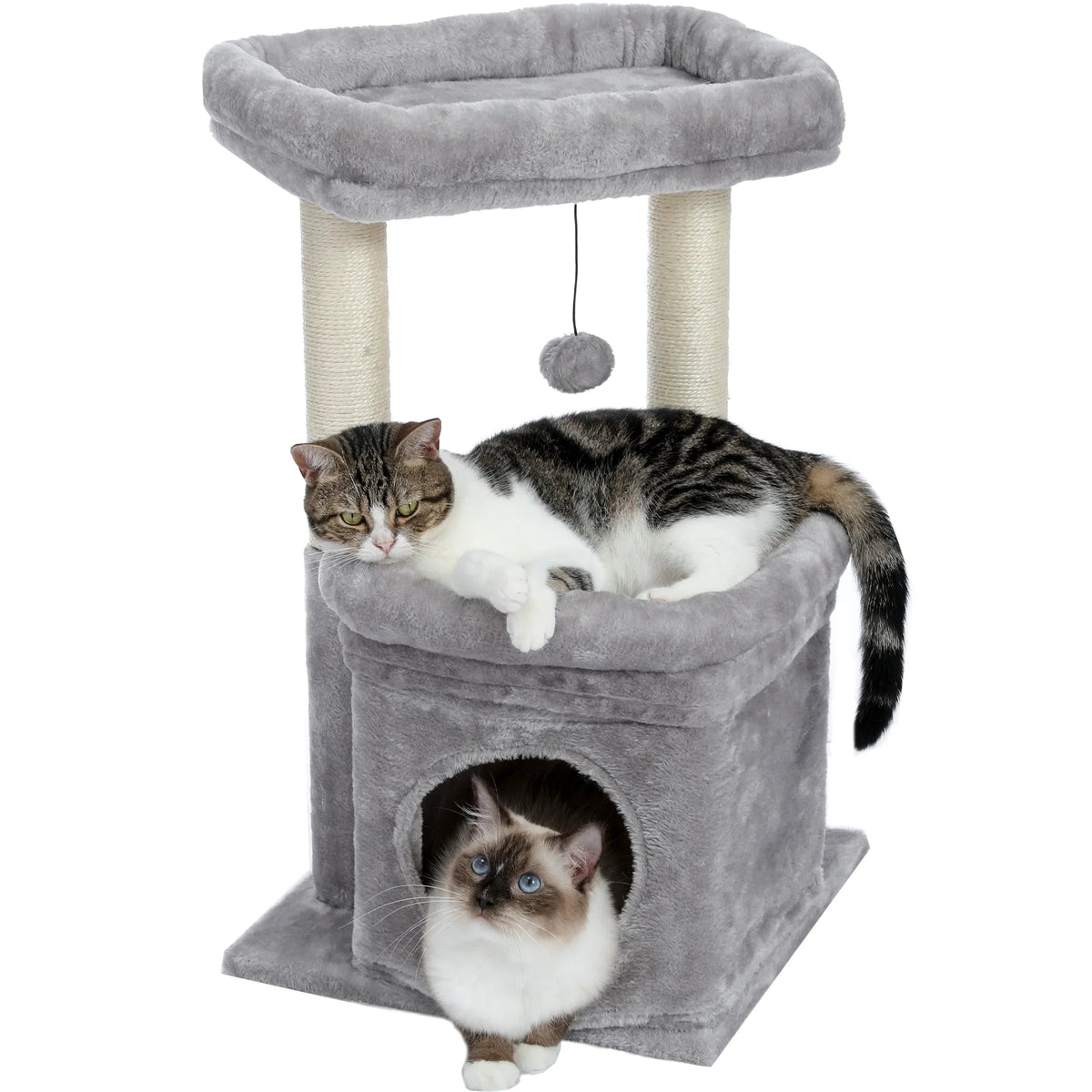 27 in Multi-Level Cat Tree Condo with Perches, Gray