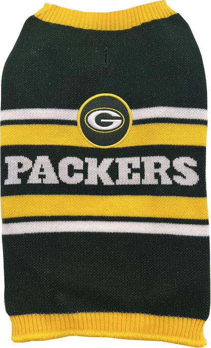 Green Bay Packers knit dog sweater