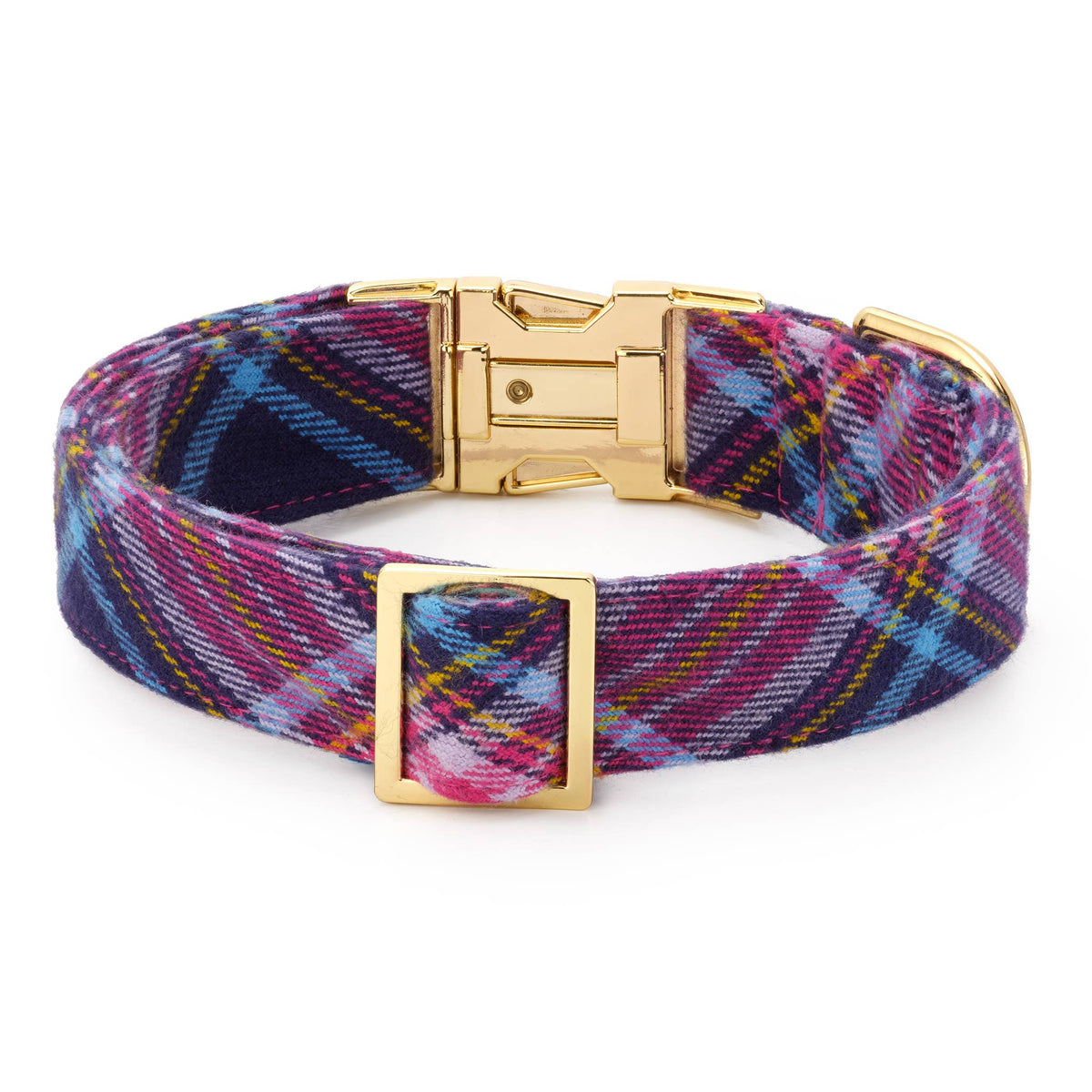 Camilla plaid flannel fall dog collar with gold hardware - view 2