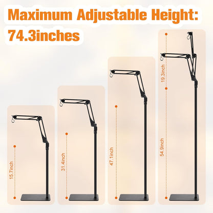 Dual Reptile Lamp Stand Adjustable Heat Light Holder up to 74 Inch