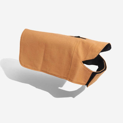 Beige cotton duck dog coat with corduroy collar - view 2