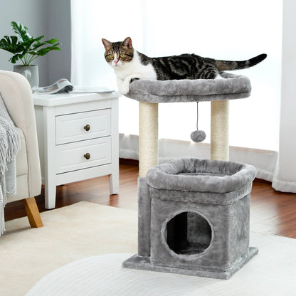27 in Multi-Level Cat Tree Condo with Perches, Gray