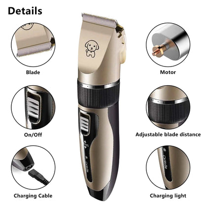 Rechargeable Low-Noise Dog Clippers with Comb Set