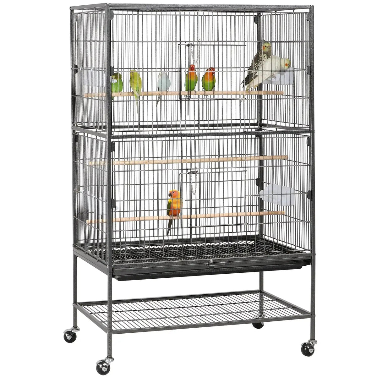 52 in Rolling Bird Cage with 3 Perches and 4 Feeders