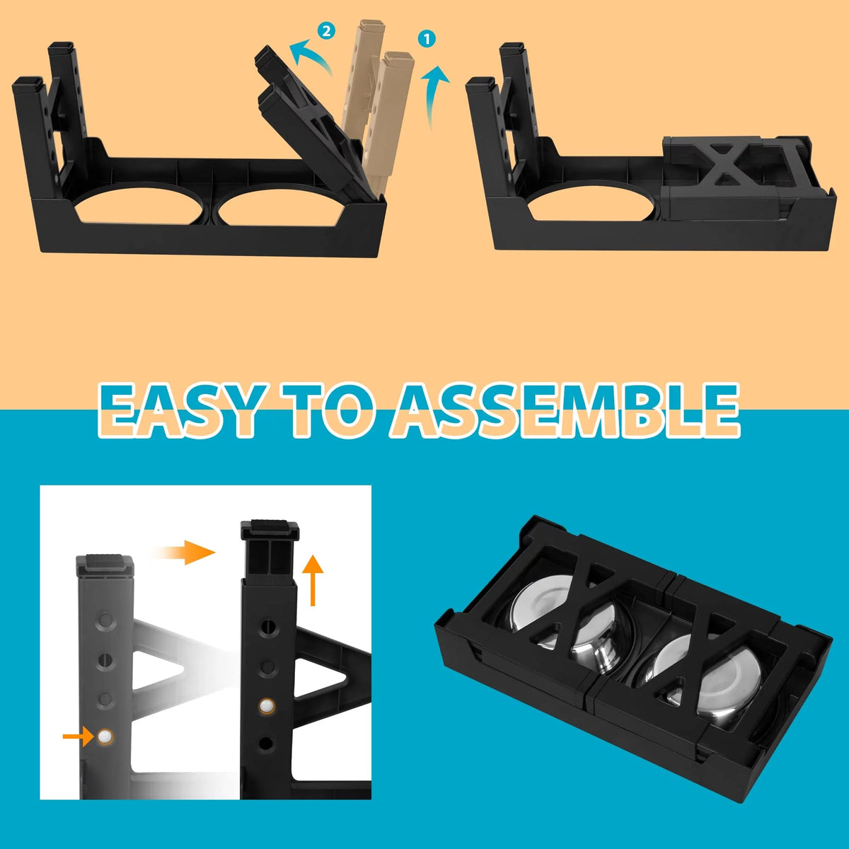 Adjustable Elevated Dog Bowl Stand with Steel Dishes