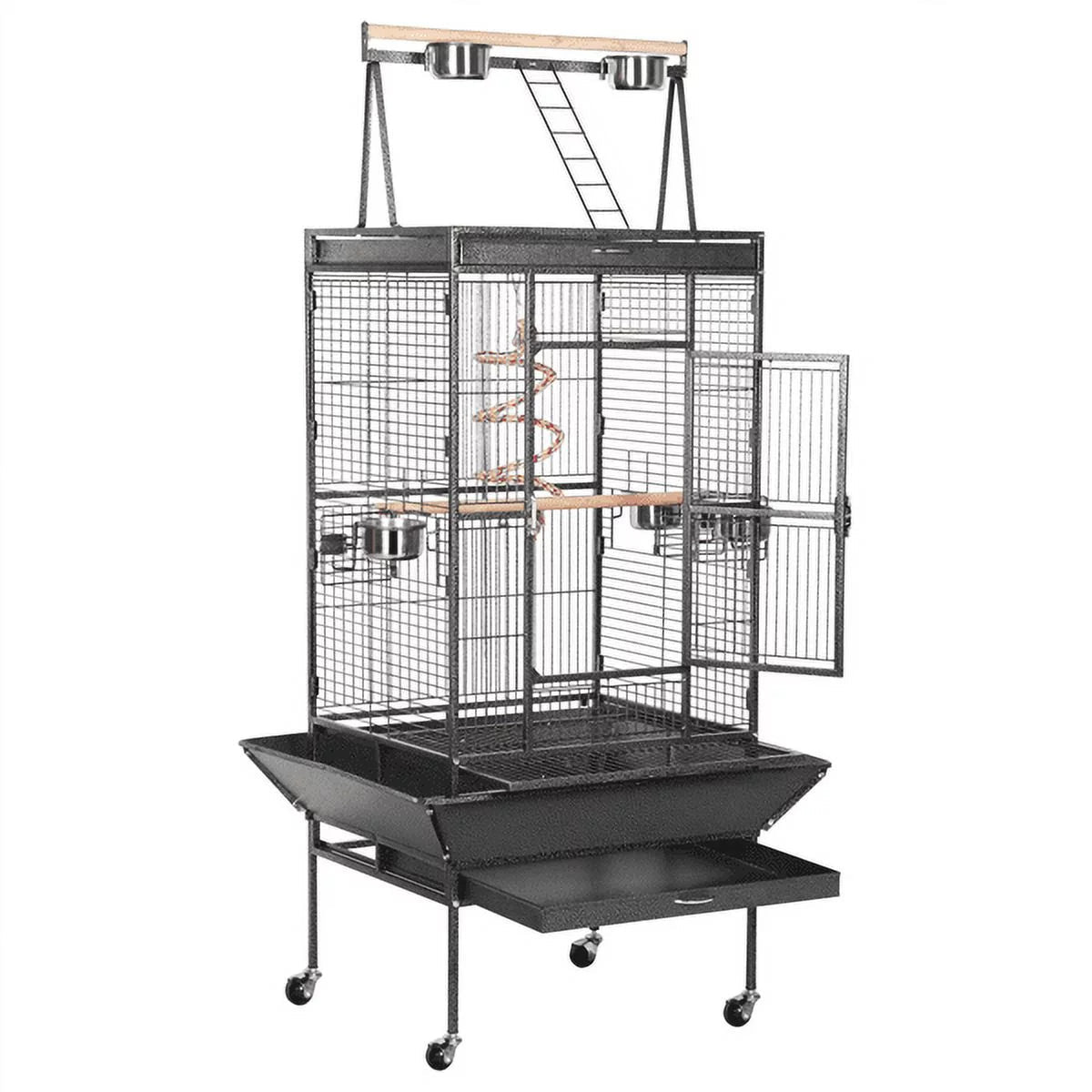 68.5 in Metal Rolling Parrot Cage, Black