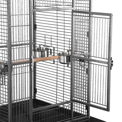 68.5 in Metal Rolling Parrot Cage, Black