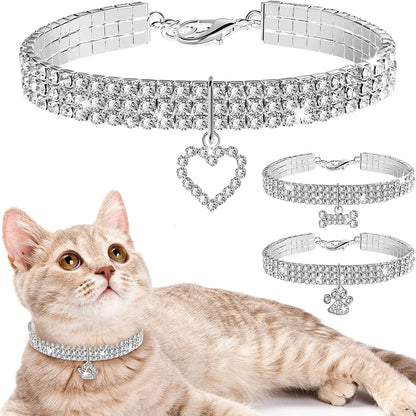 Crystal Elastic Cat Collar Necklace