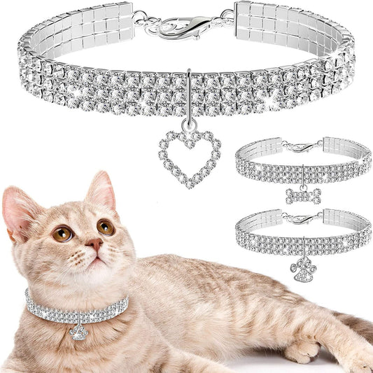 Crystal Elastic Cat Collar Necklace
