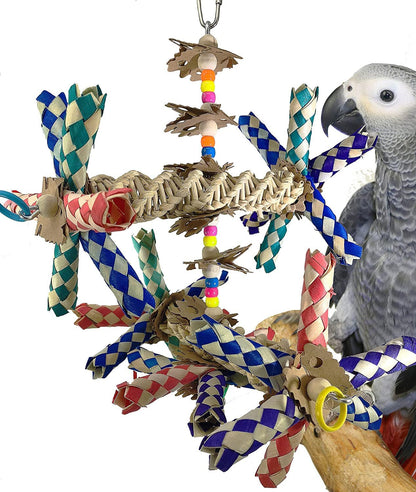 Wide Foraging Parrot Toy with Vine and Bamboo, 11 in