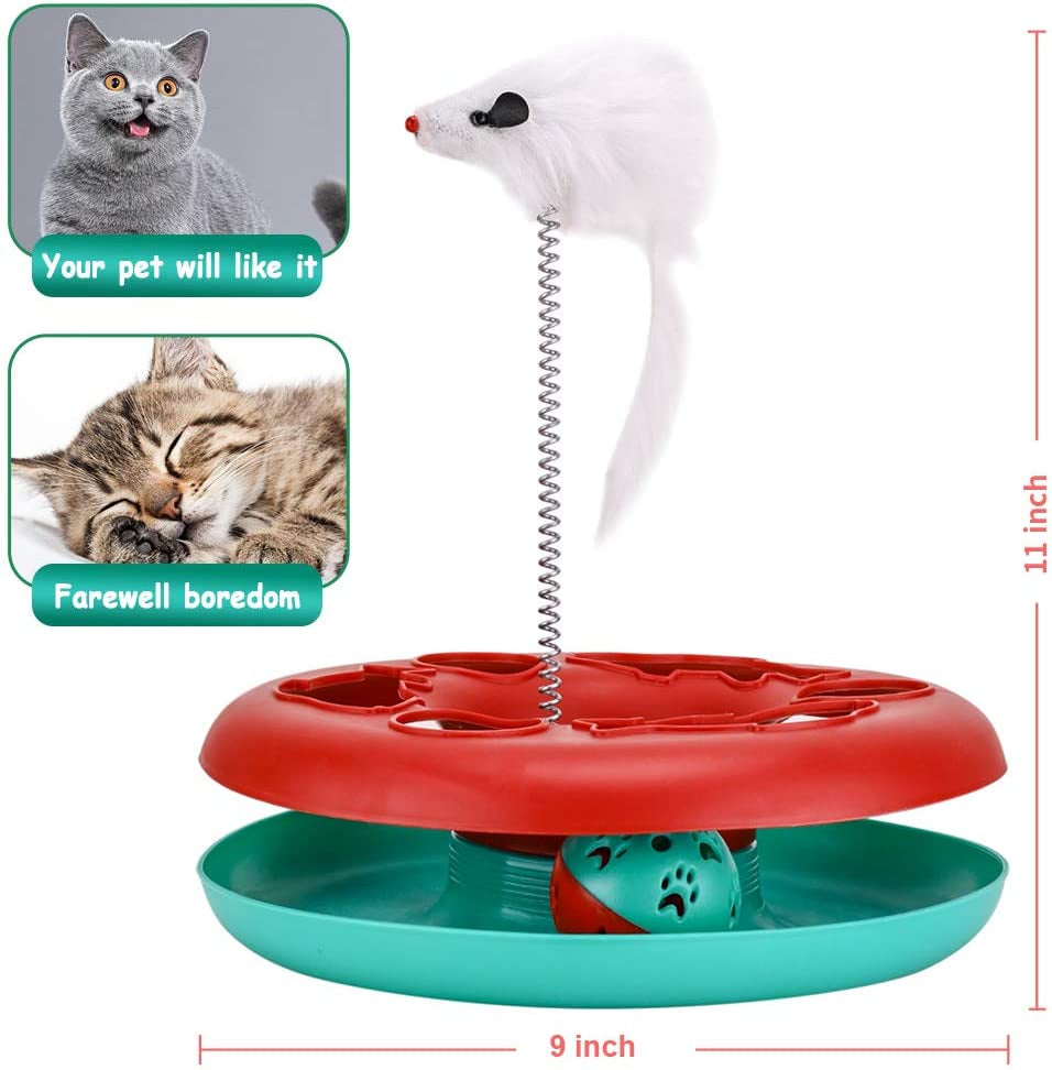 Interactive Cat Toy Set, Track Tower with Mouse and Balls