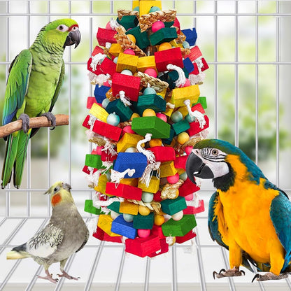 Natural Wood and Cotton Parrot Toy Bundle, 2 Pack