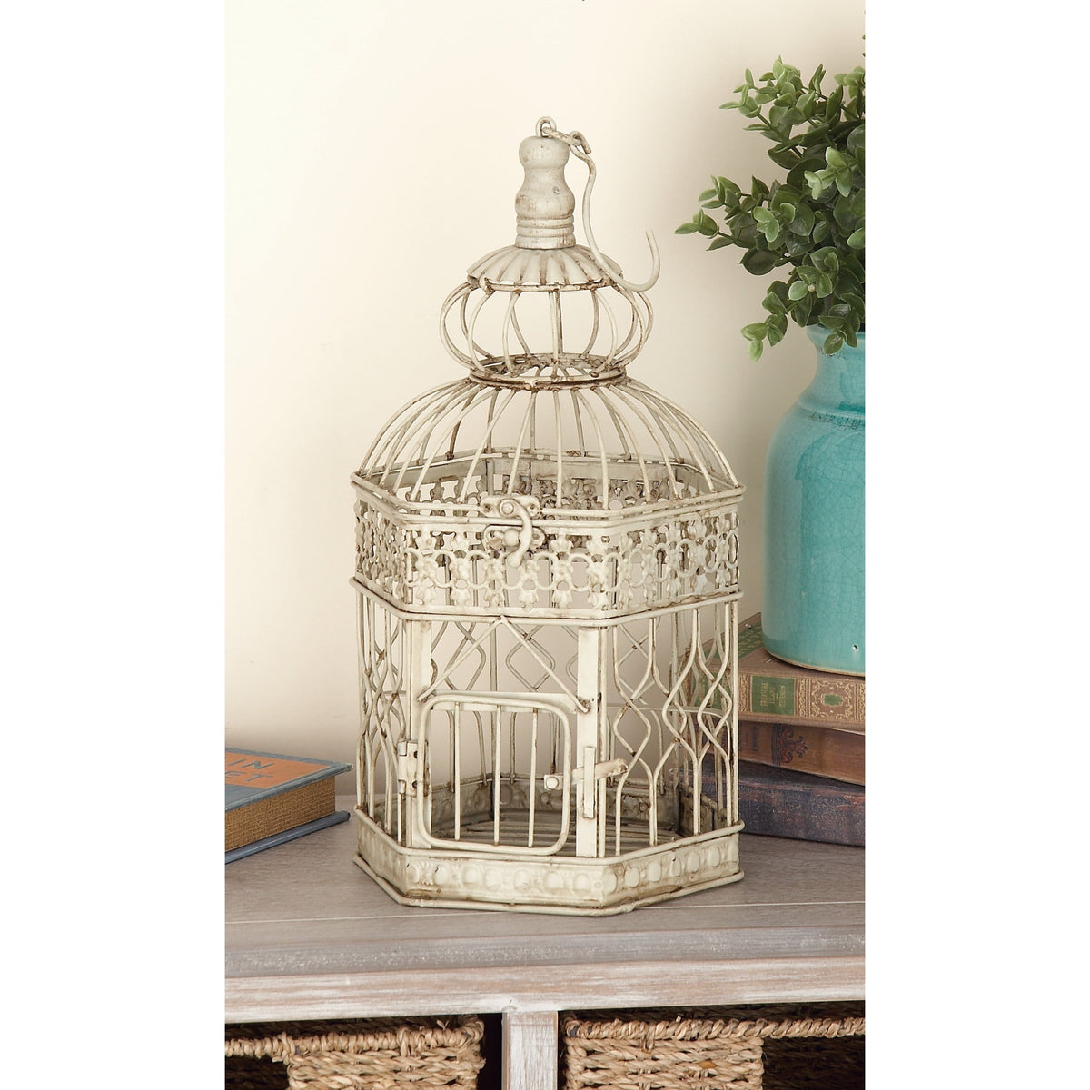 Vintage Metal Birdcage, Cream, Set of 2