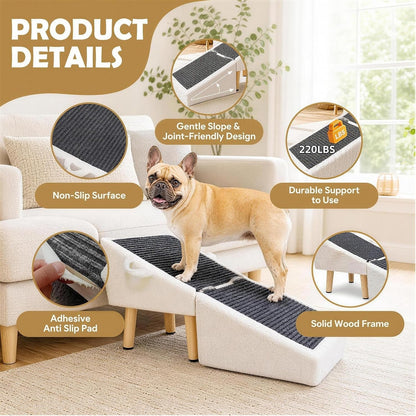 16" Foldable Dog Ramp Ottoman – Non-Slip, 220-lb Capacity