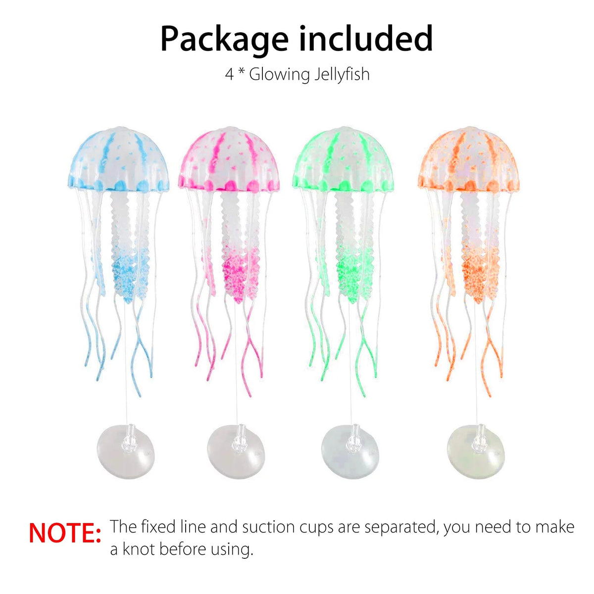 Glowing Jellyfish Aquarium Decorations, 4 Pack