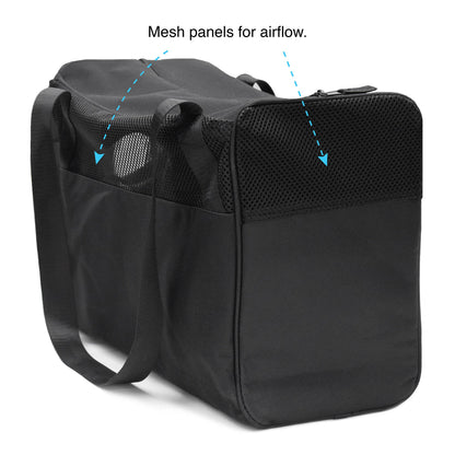 Mesh airflow panels on the pet carrier