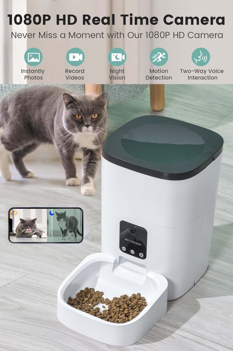 6L WiFi Automatic Pet Feeder with 1080p Camera