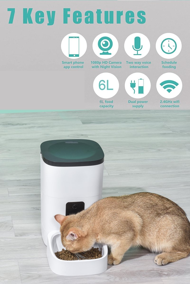 6L WiFi Automatic Pet Feeder with 1080p Camera