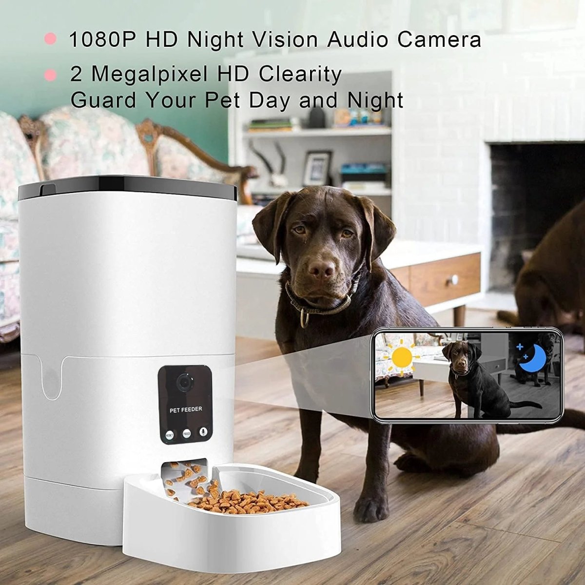 6L WiFi Automatic Pet Feeder with 1080p Camera
