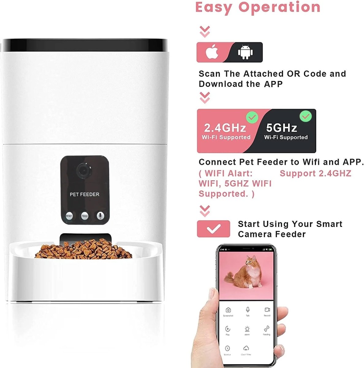 6L WiFi Automatic Pet Feeder with 1080p Camera
