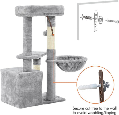 Plush Cat Tower with Condo, Basket and 3 Scratching Posts