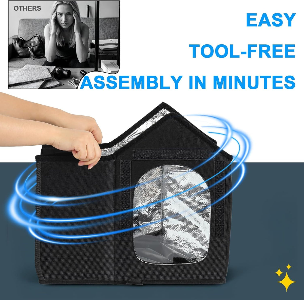 Tool-free assembly of insulated outdoor cat house