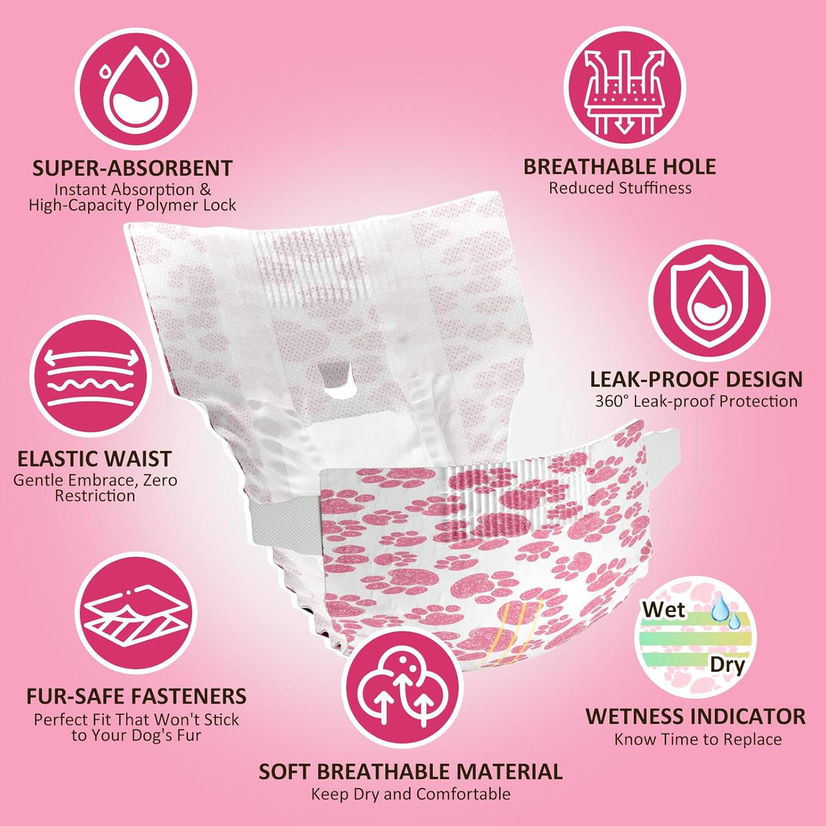 Female Dog Diapers 48 Count Disposable Leakproof Puppy Diapers XXS- Medium