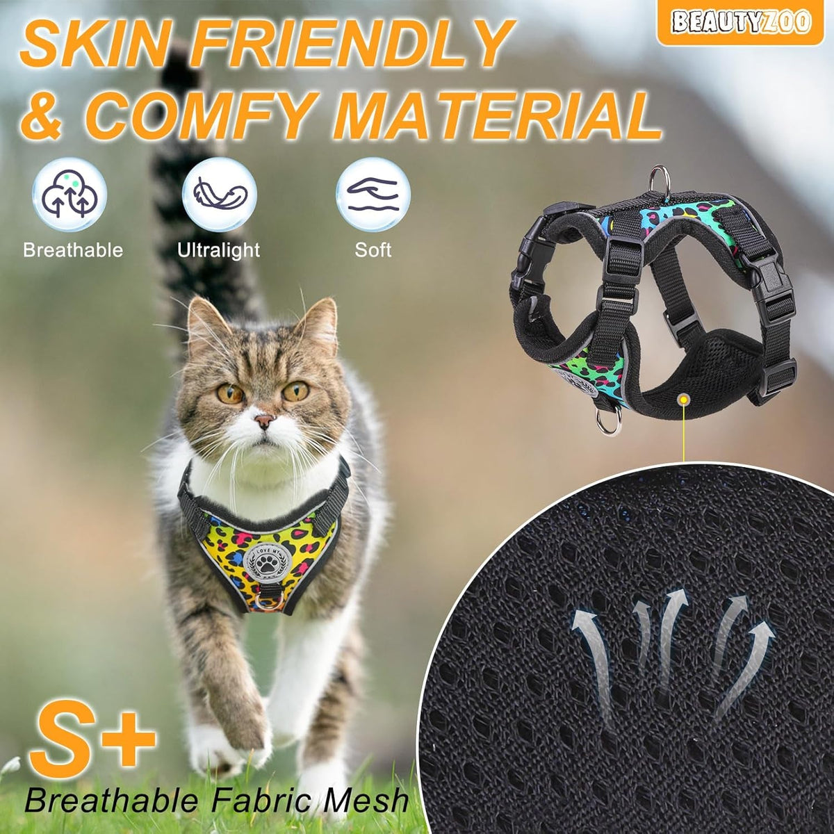 Soft Vest Cat Harness and Leash, Escape-Proof Fit