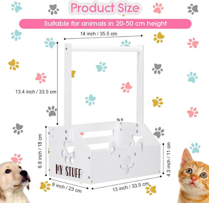 Wooden Dog Closet Organizer with Toy Bin, Pink and White