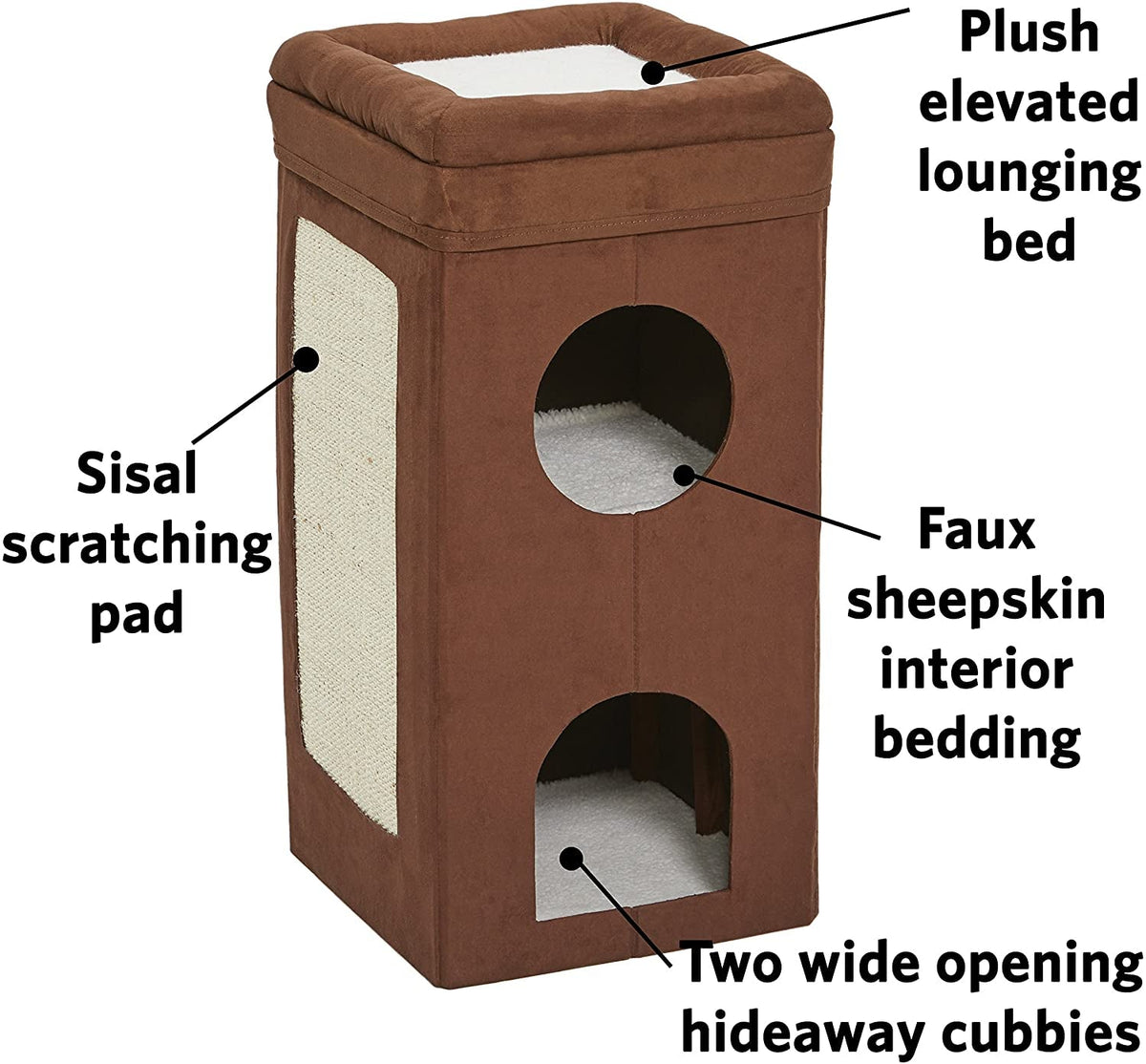 Three-Tier Faux Suede Cat Condo, 30 in