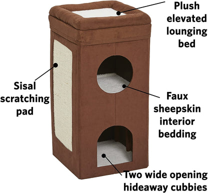 Three-Tier Faux Suede Cat Condo, 30 in