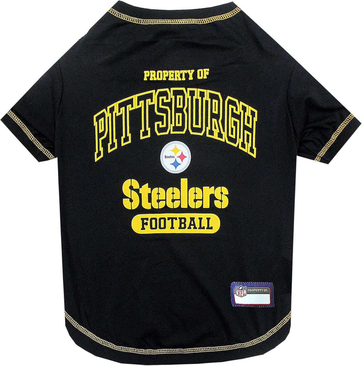 Pittsburgh Steelers dog T-shirt, black and gold