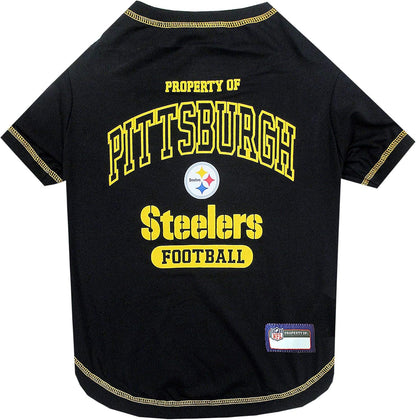 Pittsburgh Steelers dog T-shirt, black and gold
