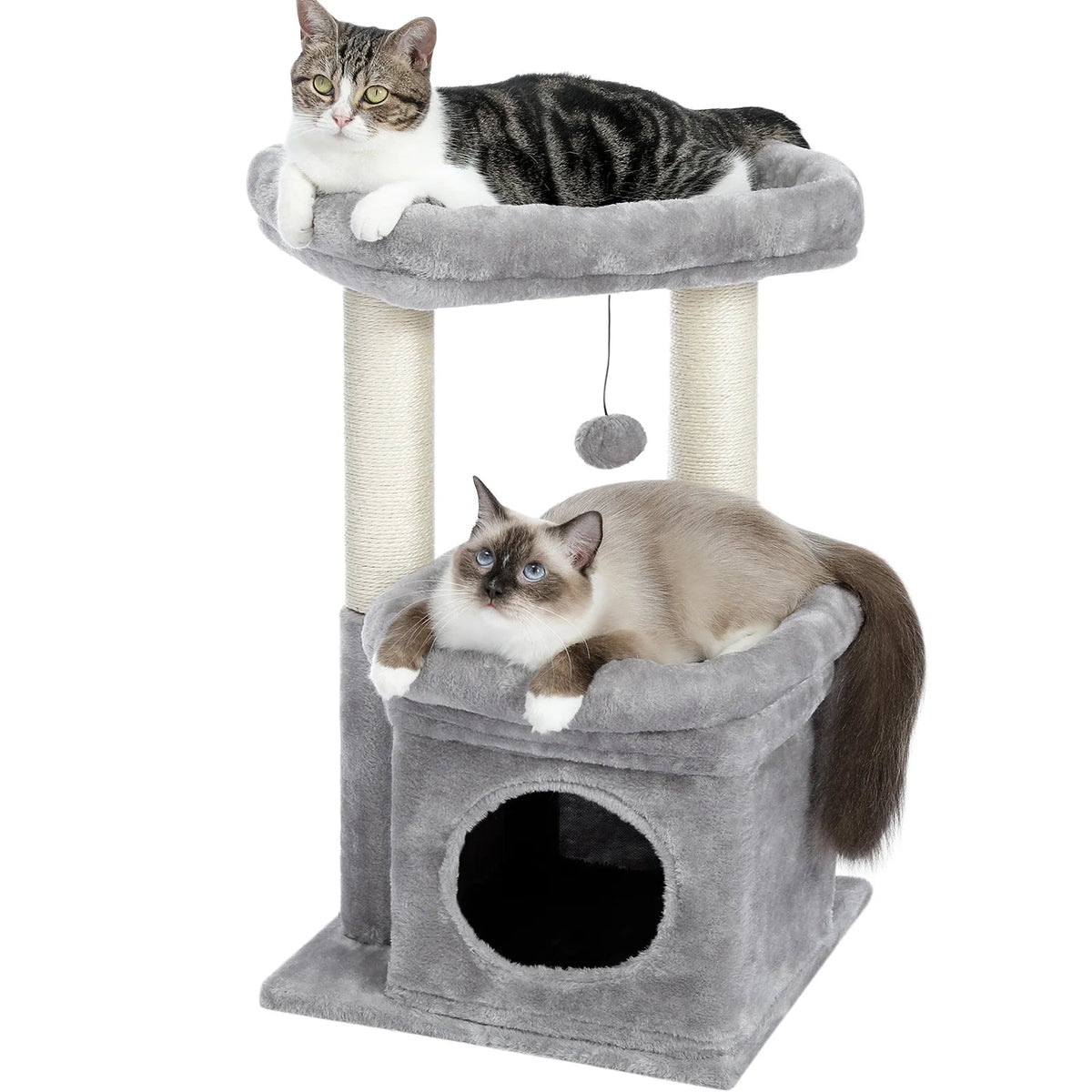 27 in Multi-Level Cat Tree Condo with Perches, Gray
