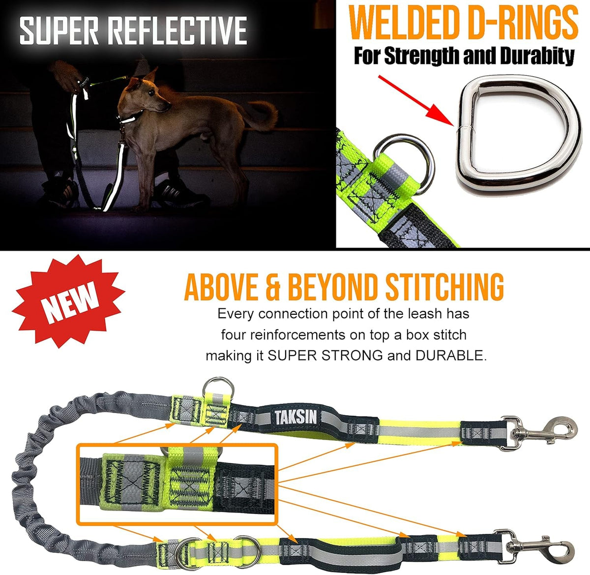 Hands Free Dog Leash Two Dogs Double Bungee Reflective Running Kit