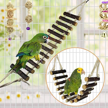 Bird Cage Toy Set, 8 Pack of Climbing and Chew Toys