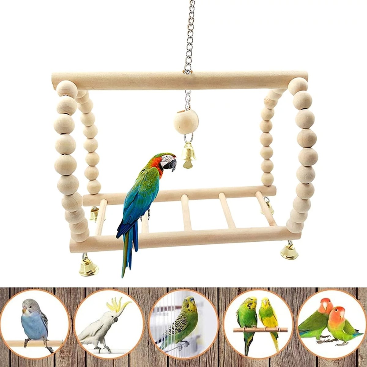 Bird Cage Toy Set, 8 Pack of Climbing and Chew Toys