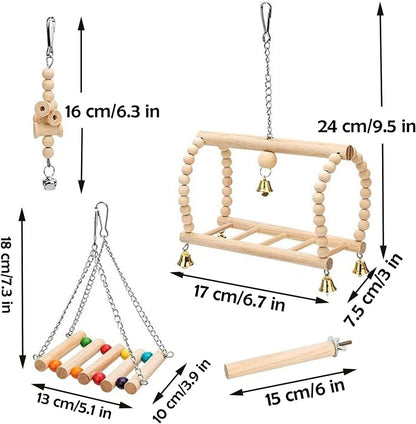 Bird Cage Toy Set, 8 Pack of Climbing and Chew Toys