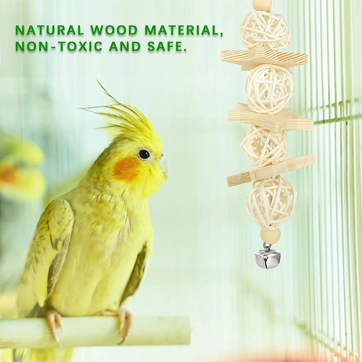 Bird Cage Toy Set, 8 Pack of Climbing and Chew Toys