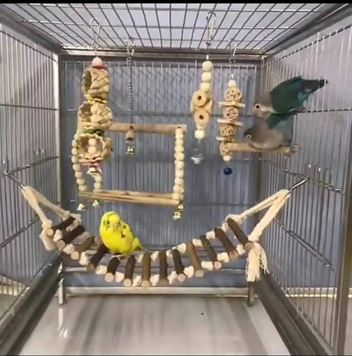 Bird Cage Toy Set, 8 Pack of Climbing and Chew Toys