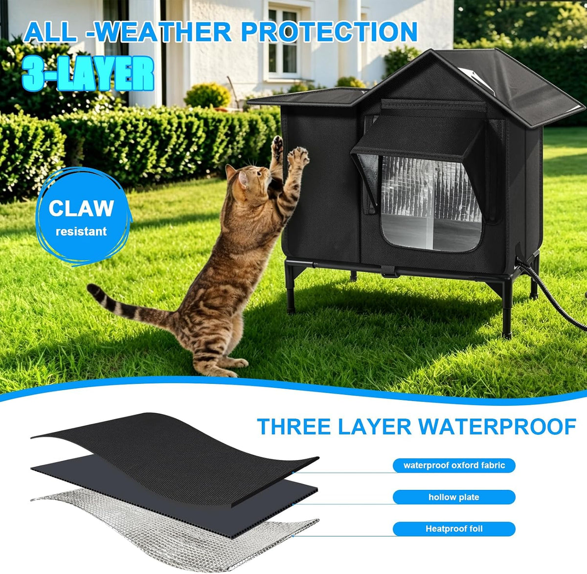 Three-layer waterproof insulation of outdoor cat house walls