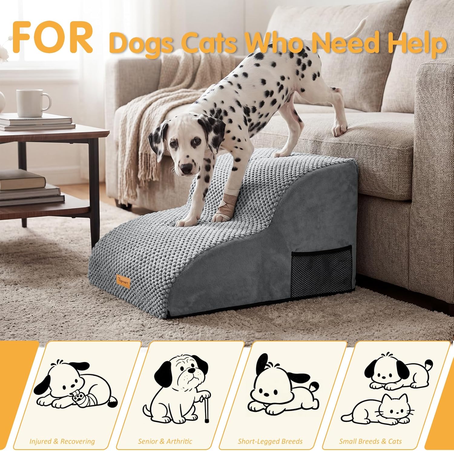 Foam Pet Steps for Small Dogs and Cats - 2 or 3 Tiers
