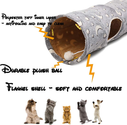 Collapsible Cat Tunnel Tube with Plush Balls, 47 in