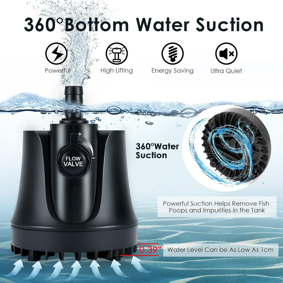 Submersible Aquarium Water Pump with Adjustable Flow