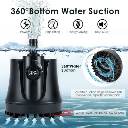 Submersible Aquarium Water Pump with Adjustable Flow