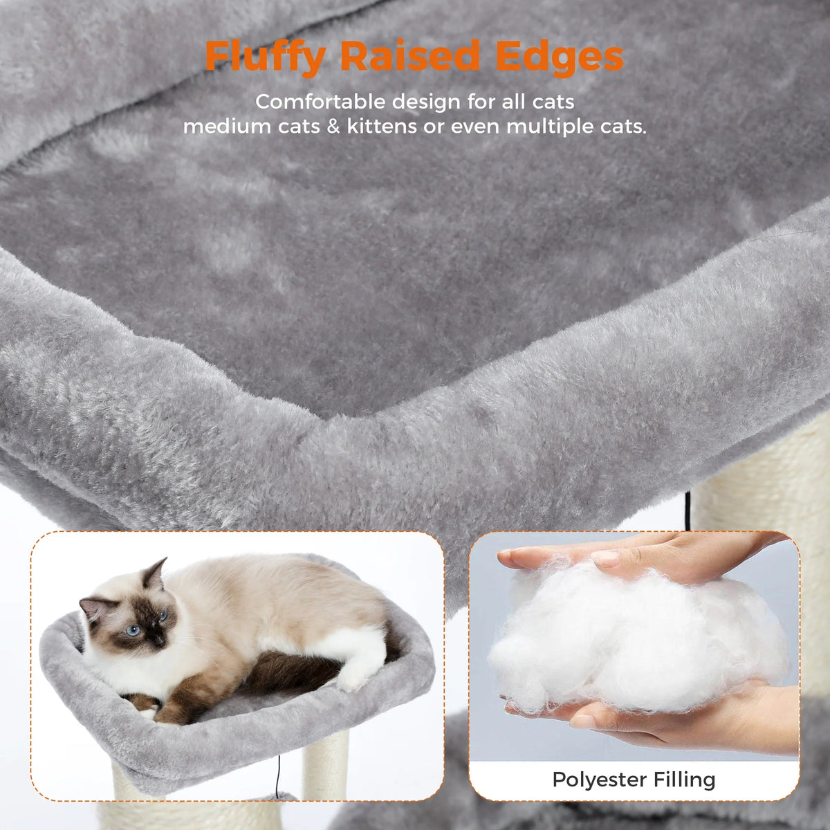 27 in Multi-Level Cat Tree Condo with Perches, Gray
